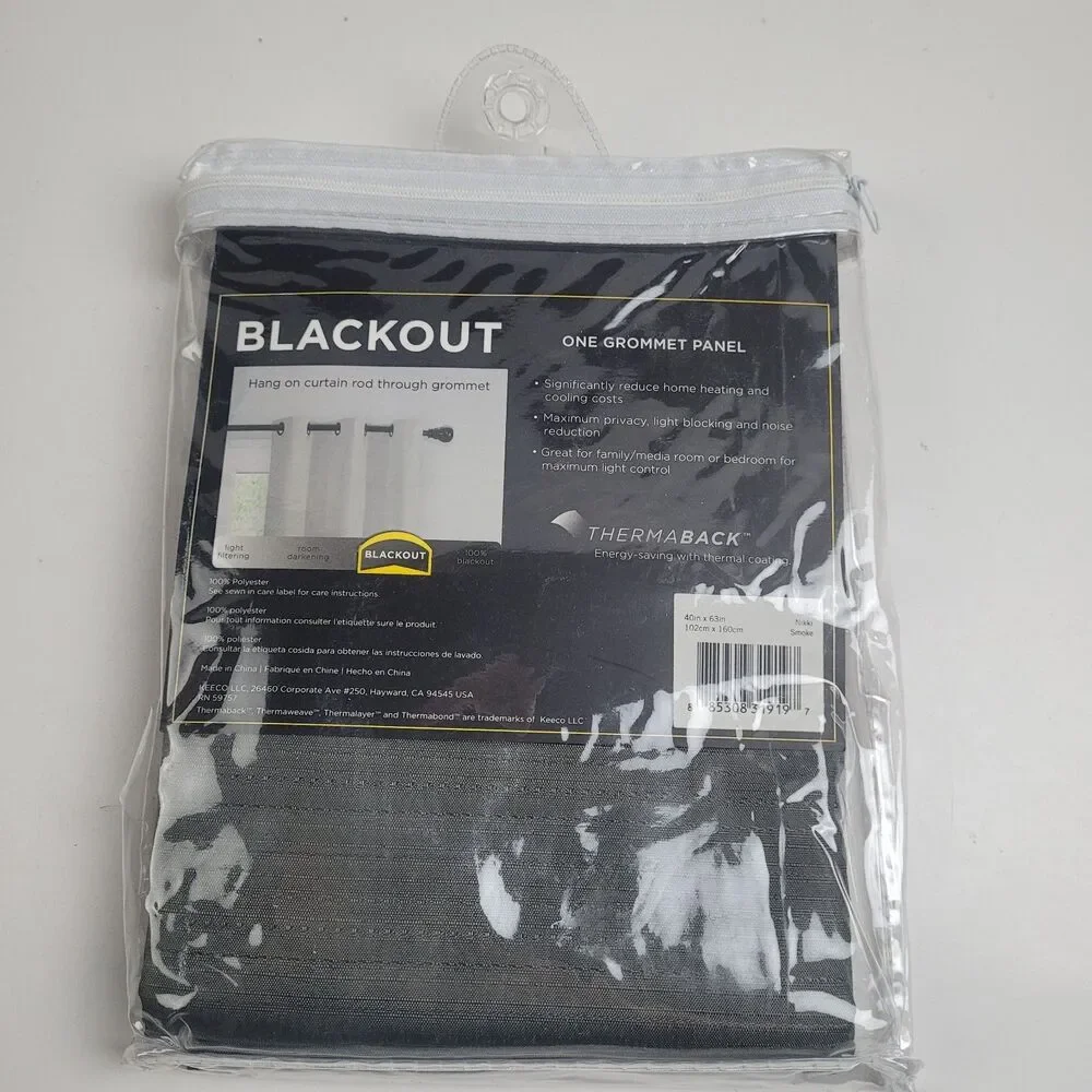 NEW Eclipse 40 x 63 Grommet One curtain panel 'Nikki Smoke' #CT17